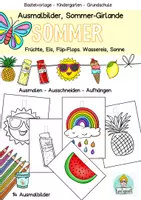 Vorschau - Arbeitsblätter - Sommer Girlande, Ausmalbilder, Klassenraum, Kindergarten, Grundschule - Deckblatt