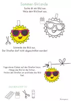 Vorschau - Arbeitsblätter - Sommer Girlande, Ausmalbilder, Klassenraum, Kindergarten, Grundschule - Seite 1
