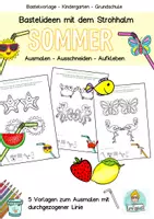 Vorschau - Arbeitsblätter - Sommer Bastelvorlage Strohhalme, Kindergarten, Grundschule, OGS - Deckblatt