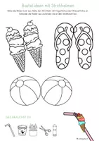 Vorschau - Arbeitsblätter - Sommer Bastelvorlage Strohhalme, Kindergarten, Grundschule, OGS - Seite 3