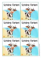 Vorschau - Mal- und Bastelvorlagen - Kuhklasse Klassentier Kuh Feriengrüße kostenlos - Seite 1