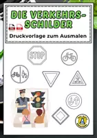 Vorschau - Arbeitsblätter - Die Verkehrszeichen zum Einkleben und Ausmalen - Deckblatt