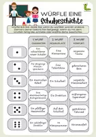 Vorschau - Arbeitsblätter - Würfle eine Geschichte: THEMA SCHULE 🏫🎲 - Deckblatt