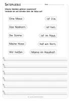 Vorschau - Arbeitsblätter - H - FREEBIE - Satzpuzzle - Satzteile ergänzen - Seite 2