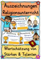 Vorschau - Mal- und Bastelvorlagen - Religion Wahres Zeugnis - Zeugnisgruß Religionsunterricht - Deckblatt