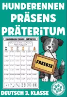 Vorschau - Arbeitsblätter - Hunderennen Präsens Präteritum Würfelspiel Deutsch 3. Klasse - Deckblatt