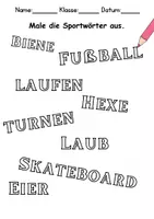 Vorschau - Arbeitsblätter - Sport/Sportarten Anmalen Wortschatz - Deutsch/DaZ/DaF/Kunst - Klasse 1 und 2 - Seite 2