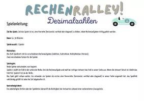 Vorschau - Spiele - Rechenrallye Dezimalzahlen (Klasse 5/6) – Viererreihe gewinnt | Spiel & Übung mit Lösungen - Seite 1