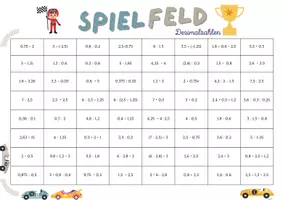 Vorschau - Spiele - Rechenrallye Dezimalzahlen (Klasse 5/6) – Viererreihe gewinnt | Spiel & Übung mit Lösungen - Seite 2