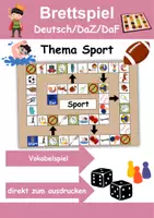 Vorschau - Mal- und Bastelvorlagen - Brettspiel Sport/Sportarten Wortschatzspiel Grundschule DaZ/DaF/Deutsch - Deckblatt