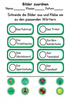 Vorschau - Arbeitsblätter - Ausschneiden und kleben Sport/Sportsachen - Wortschatz basteln Feinmotorik (Grundschule) - Seite 2