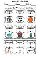 Vorschau - Arbeitsblätter - Wörter zuordnen Sport/Sportarten, Wortschatz - DaZ/DaF, Deutsch - Seite 1