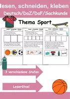 Vorschau - Arbeitsblätter - Sport/Sportarten Leserätsel - Lesen, schneiden, kleben - DaZ/DaF, Deutsch, Sachunterricht - Deckblatt