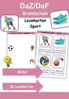Vorschau - Arbeitsblätter - Lesekarten/Bildkarten Sport/Sportarten mittelschwer - DaZ/DaF, Deutsch (Grundschule) - Deckblatt