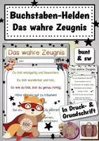 Vorschau - Anderer Materialtyp - Buchstaben-Helden : Das wahre Zeugnis - eine Zeugnisbeigabe - Deckblatt