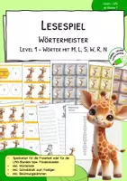 Vorschau - Stationenlernen - Lesespiel - Kartenspiel - 1. Klasse - Wörter lesen - Lesen üben - Level 1 - Deckblatt