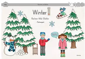 Vorschau - Arbeitsblätter - Winter - Rechnen und Malen (Partnerspiel) - Deckblatt