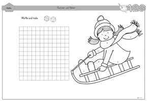 Vorschau - Arbeitsblätter - 2 in 1: Rechen-Mal-Blätter und Partnerspiel (Winter) - Seite 2