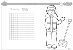 Vorschau - Arbeitsblätter - 2 in 1: Rechen-Mal-Blätter und Partnerspiel (Winter) - Seite 3