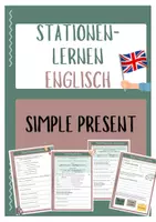 Vorschau - Stationenlernen - Stationsarbeit Simple Present - Deckblatt