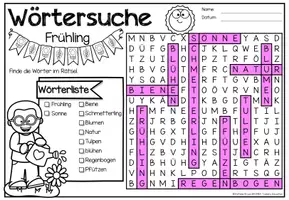 Vorschau - Arbeitsblätter - Wörtersuche / Suchsel (Frühling) Jahreszeiten Aktivität - Seite 2