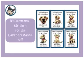 Vorschau - Bildkarten - Willkommenskärtchen Labradorklasse hell #Klassentier - Deckblatt