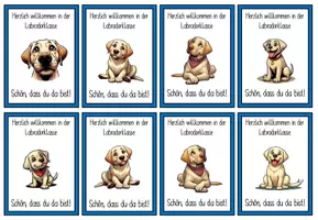Vorschau - Bildkarten - Willkommenskärtchen Labradorklasse hell #Klassentier - Seite 1