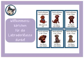Vorschau - Bildkarten - Willkommenskärtchen Labradorklasse dunkel #Klassentier - Deckblatt