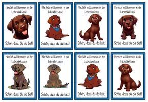 Vorschau - Bildkarten - Willkommenskärtchen Labradorklasse dunkel #Klassentier - Seite 1