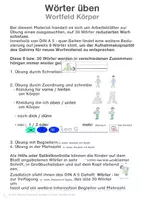 Vorschau - Arbeitsblätter - "Deutsch mit Spaß", Körper: Wörter üben - Seite 1