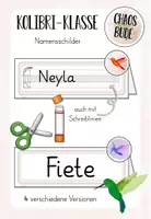 Vorschau - Mal- und Bastelvorlagen - Namenschilder für deine Kolibri-Klasse - Deckblatt