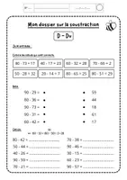 Aperçu - Feuilles d'exercices - "Mon dossier sur la soustraction" - NIVEAU 2 - Page 1