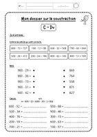 Aperçu - Feuilles d'exercices - "Mon dossier sur la soustraction" - NIVEAU 3 - Page 1