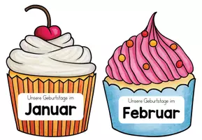 Vorschau - Mal- und Bastelvorlagen - Classroom-Management: Geburtstagskalender für die Grundschule (Muffins/Cupcakes) - Seite 3