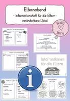 Vorschau - Arbeitsblätter - Elternabend Informationsheft Grundschule (veränderbare ppt Datei) - Deckblatt