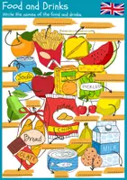 Vorschau - Arbeitsblätter - Food and Drinks, Worksheet (Essen und Trinken auf Englisch, Arbeitsblatt) - Deckblatt
