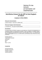 Vorschau - Stundenentwürfe - Pauker Unterrichtsentwurf UPP - Englisch Past Perfect - Seite 1