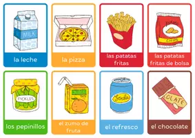 Vista previa - Tarjetas / Manipulativos - Alimentos y bebidas, tarjetas - página 1