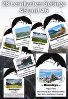 Vorschau - Merkblätter - Lernkarten Gebirge - 28 Karten A6 und A5 mit interessanten Fakten - Deckblatt
