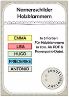 Vorschau - Merkblätter - Namensschilder Holzklammern - Deckblatt
