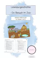 Vorschau - Fördermaterial/Inklusion - Lesespurgeschichte: "Ein Besuch im Zoo" - Deckblatt