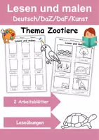 Vorschau - Mal- und Bastelvorlagen - Materialpaket Lesen Zootiere - DaZ/DaF, Deutsch, Sachunterricht - Seite 1