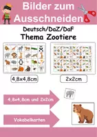 Vorschau - Mal- und Bastelvorlagen - Vokabelbilder Zootiere - Bilder zum ausschneiden (Klasse 1 und 2) - Deckblatt