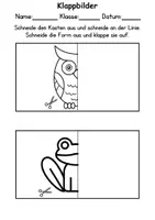 Vorschau - Mal- und Bastelvorlagen - Klappbilder schneiden Zootiere - DaZ/DaF, Deutsch, Kunst - Seite 1