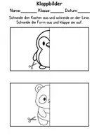 Vorschau - Mal- und Bastelvorlagen - Klappbilder schneiden Zootiere - DaZ/DaF, Deutsch, Kunst - Seite 3