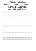 Vorschau - Arbeitsblätter - Zootiere Wörter und Sätze schreiben DaZ/DaF, deutsch - Seite 1