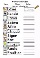 Vorschau - Arbeitsblätter - Zootiere Wörter und Sätze schreiben DaZ/DaF, deutsch - Seite 3