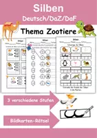 Vorschau - Arbeitsblätter - Silben Thema Zootiere - DaZ/DaF, Deutsch (Klasse 1 und 2) - Deckblatt