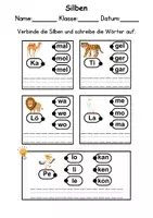 Vorschau - Arbeitsblätter - Silben Thema Zootiere - DaZ/DaF, Deutsch (Klasse 1 und 2) - Seite 1