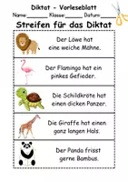 Vorschau - Arbeitsblätter - GRATIS - Diktat Thema Zootiere - DaZ/DaF, Deutsch (Klasse 1 bis 4) - Seite 1